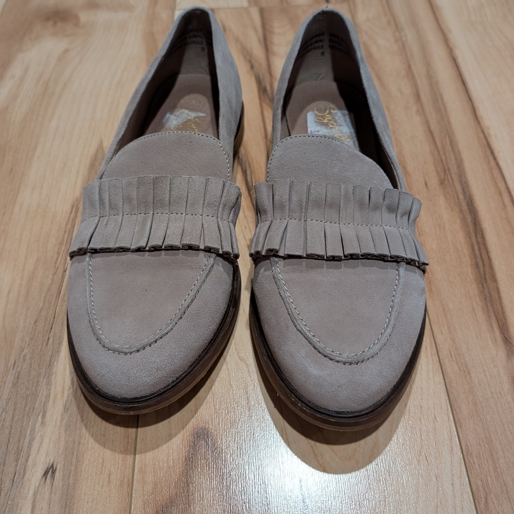 Seychelles Suede Fringe Loafers – Taupe/Beige – Size 8 – Leather Upper